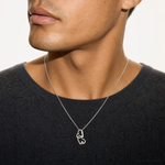 Sterling Silver Rhodium-plated CZ Hearts Pendant - Model Shot
