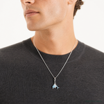 Sterling Silver Rhodium-plated Enameled Dolphin with Lobster Clasp Charm - Model Shot