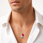 Sterling Silver Rhodium-platedEnamel I Heart Soccer Ball Charm - Model Shot