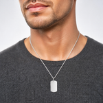 Sterling Silver Polished Dog Tag Pendant - Model Shot