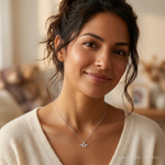 Sterling Silver Polished Mom Charm - Model Shot