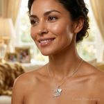 Sterling Silver Polished We Love You Mom Pendant - Model Shot