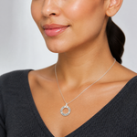 Sterling Silver Polished Enameled Follow Your Dreams Circle Charm - Model Shot