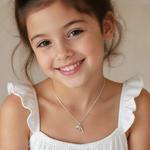 Sterling Silver Antiqued Dolphin w/Baby Charm - Model Shot