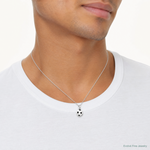 Sterling Silver Black & White Enameled Soccer Ball Charm - Model Shot