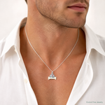 Sterling Silver Enameled I Love My Dog Charm - Model Shot