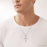 Sterling Silver Polished INRI Cross Pendant - Model Shot