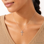 Sterling Silver CZ Cross Charm - Model Shot