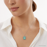 Sterling Silver Teal Enamel Square St. Christopher Medal Pendant - Model Shot