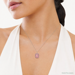 Sterling Silver Pink Enamel Square St. Christopher Medal Pendant - Model Shot