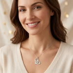 Sterling Silver Polished Love My Mom Heart Pendant - Model Shot