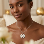 Sterling Silver Polished Me & Mom Pendant - Model Shot