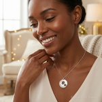 Sterling Silver Polished Love You Mom Pendant - Model Shot