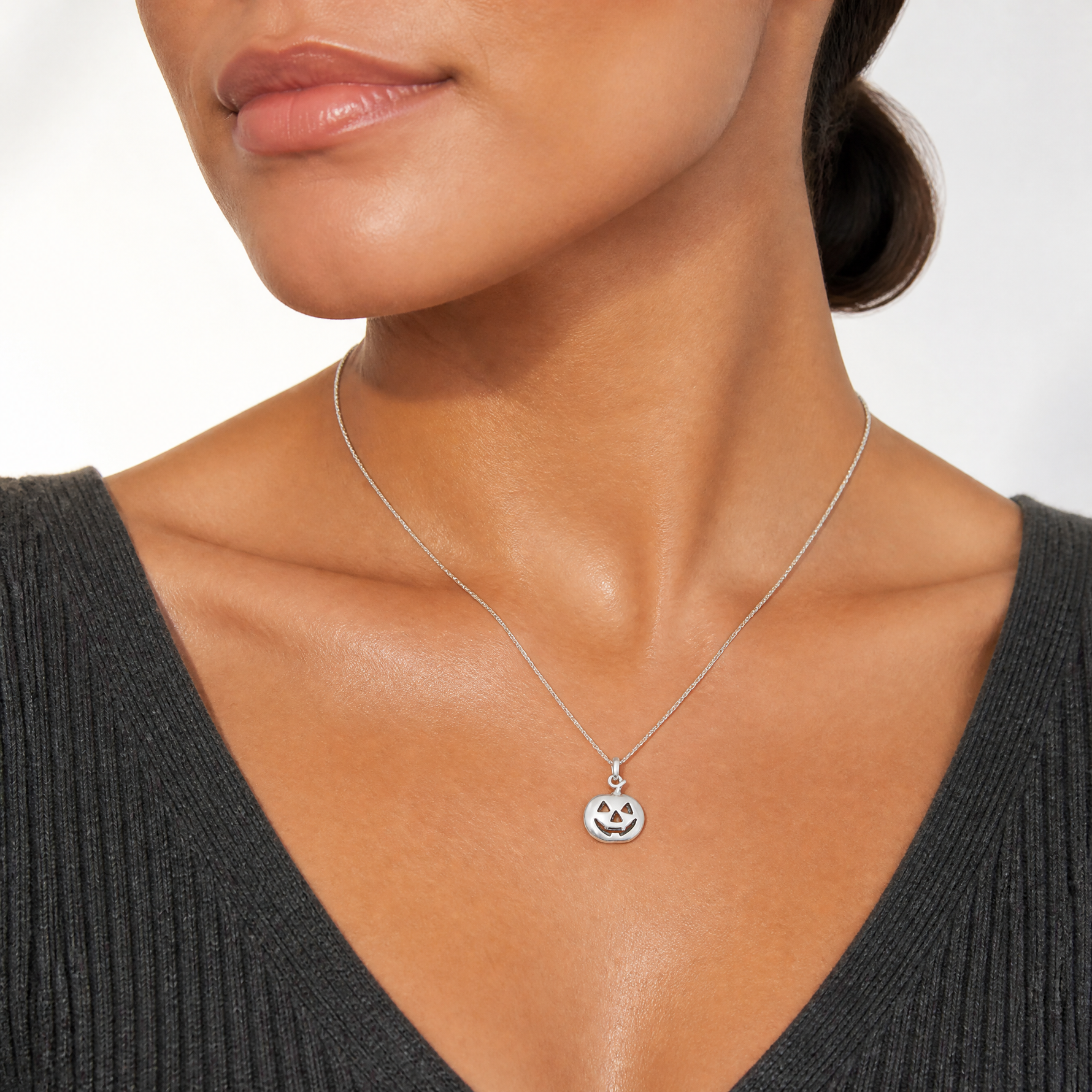 Sterling Silver Pumpkin Charm - Model Shot