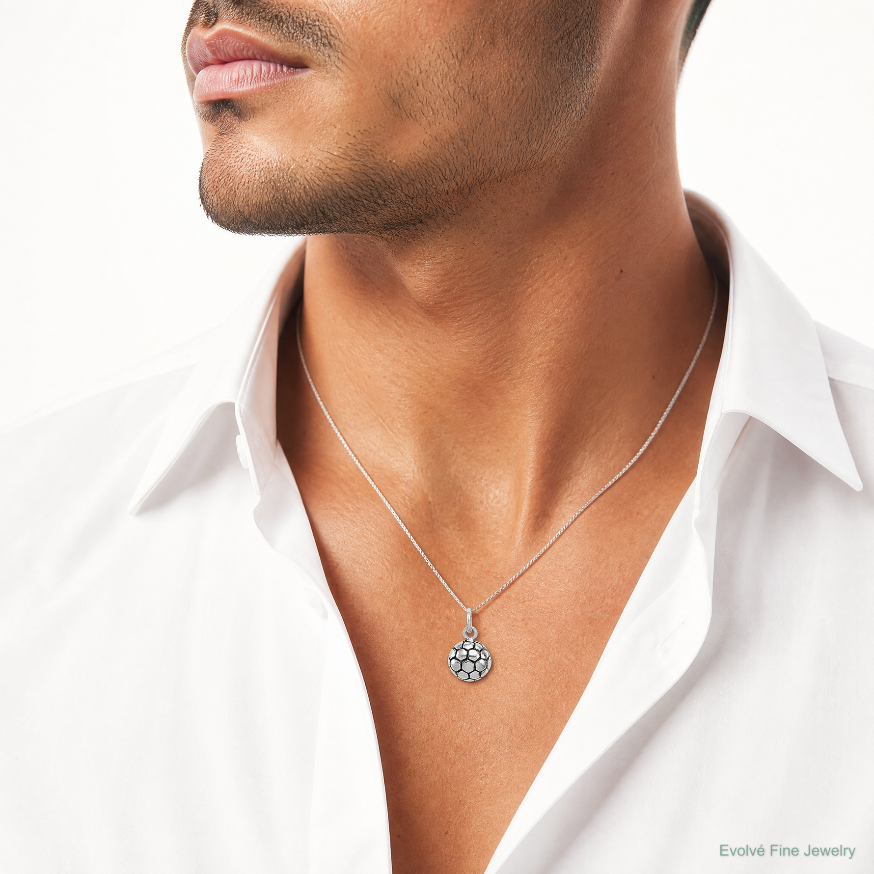 Sterling Silver Antiqued Soccer Ball Charm - Model Shot