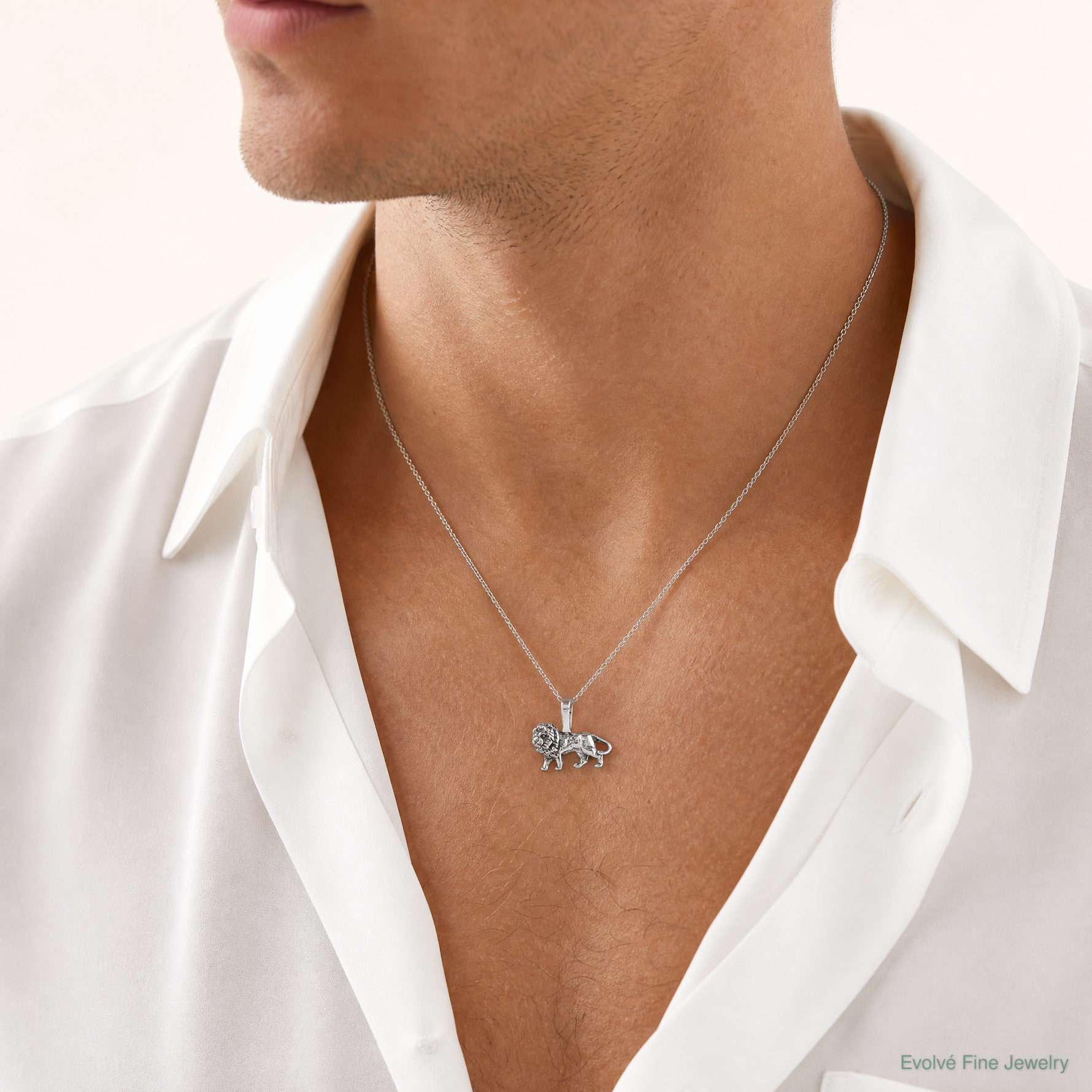 Sterling Silver Antiqued Lion Charm - Model Shot