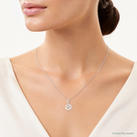 Sterling Silver Round Paw Print Pendant - Model Shot