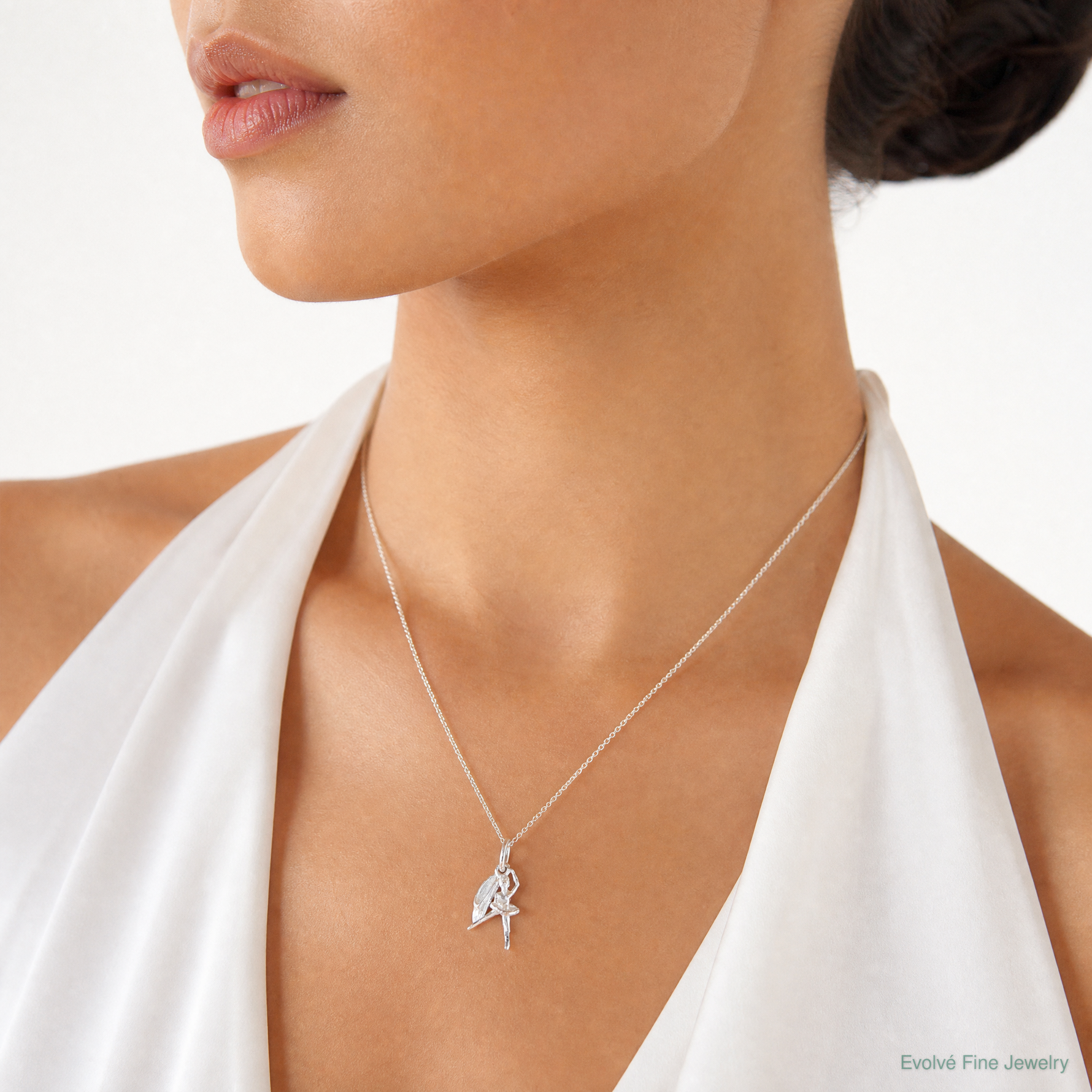 Sterling Silver Ballerina with Shoe Charm - Model Shot