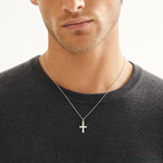Sterling Silver Polished Cross Charm - Model Shot