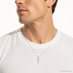 Sterling Silver Polished Cross Charm - Model Shot
