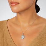Sterling Silver Polished & Textured Jesus Head Pendant - Model Shot