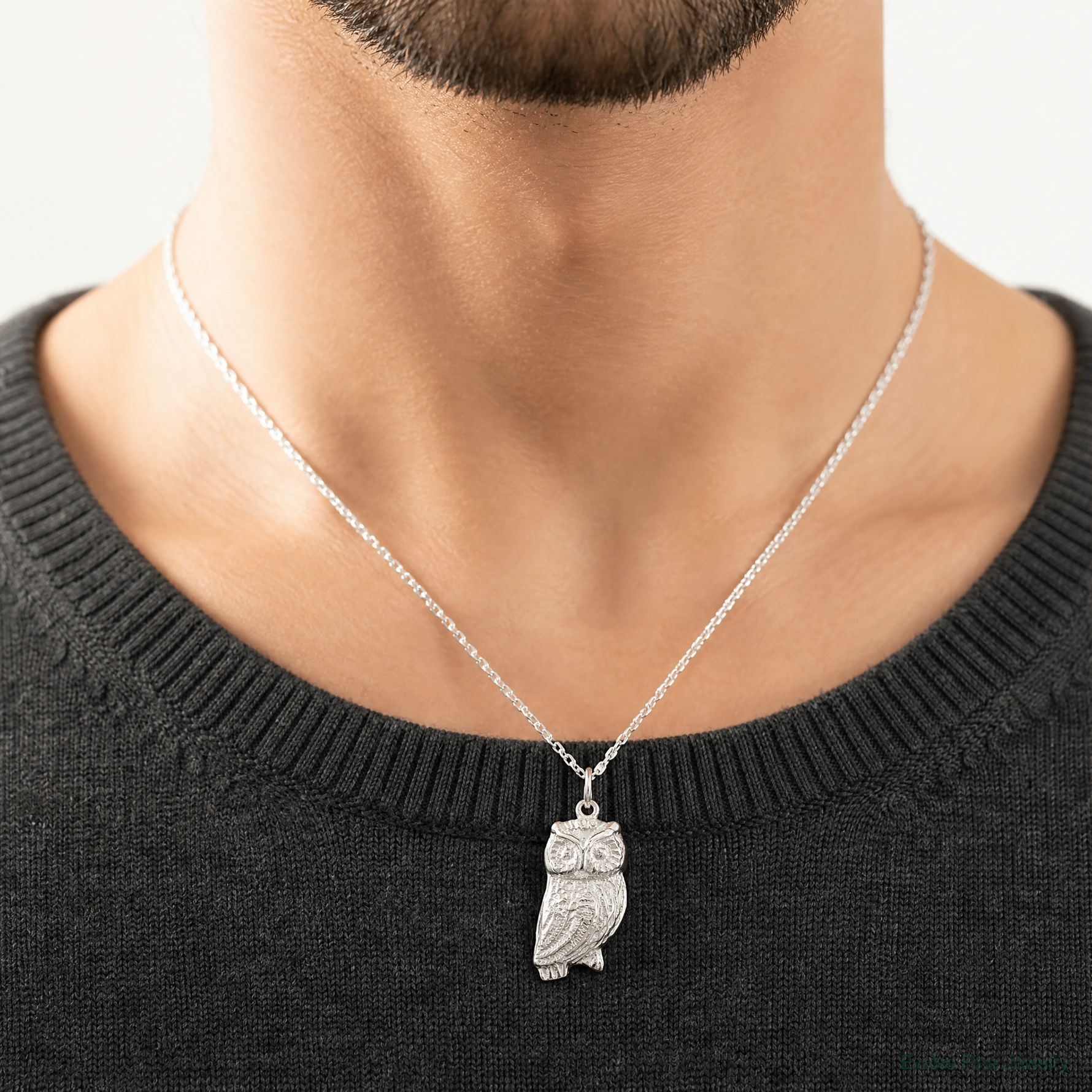 Sterling Silver Owl Charm - Model Shot