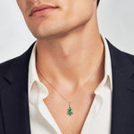 Sterling Silver Polished Enamel Christmas Tree Pendant - Model Shot