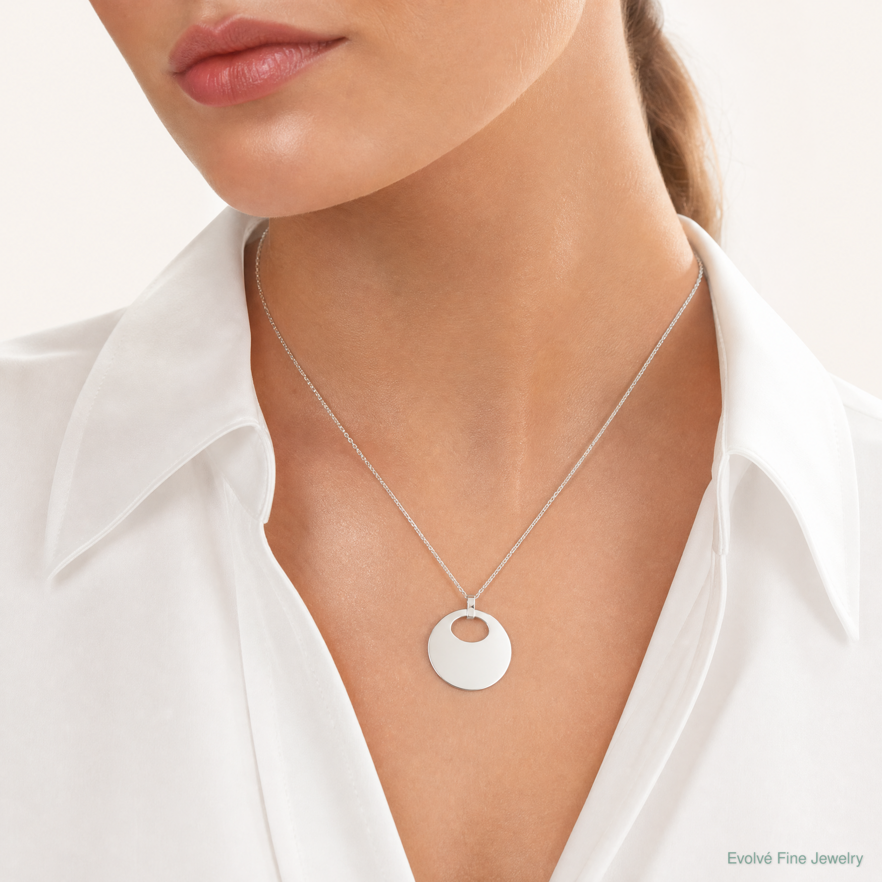 Sterling Silver Polished Pendant - Model Shot