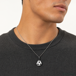 Sterling Silver Rhodium-plated & CZ 3D Soccer Ball Pendant - Model Shot