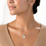 Sterling Silver Polished Paw Print Pendant - Model Shot