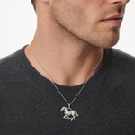 Sterling Silver Antiqued & Textured Horse Pendant - Model Shot