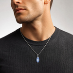 Sterling Silver Satin & D/C Epoxy & Crystal Miraculous Medal Pendant - Model Shot