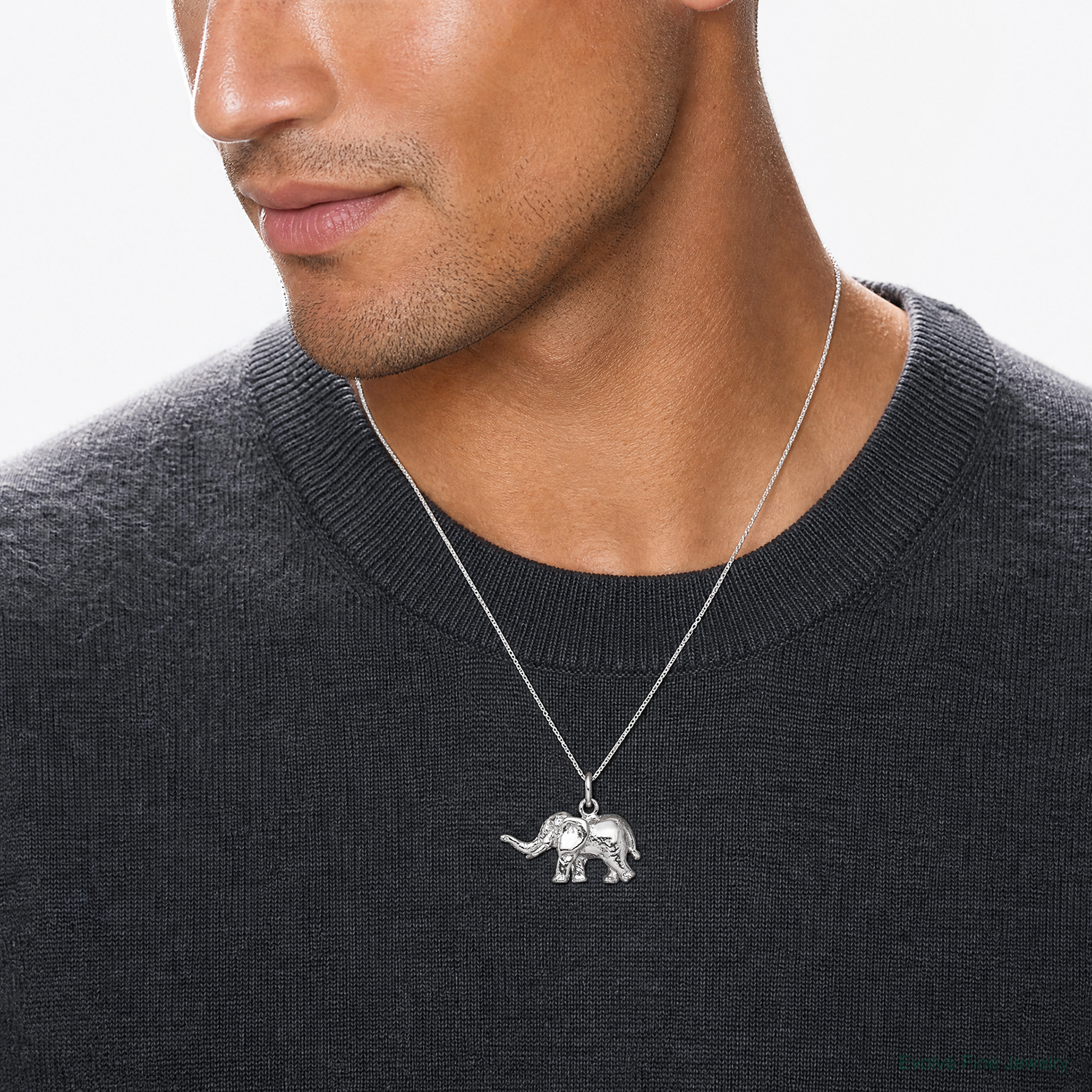 Sterling Silver Elephant Charm - Model Shot