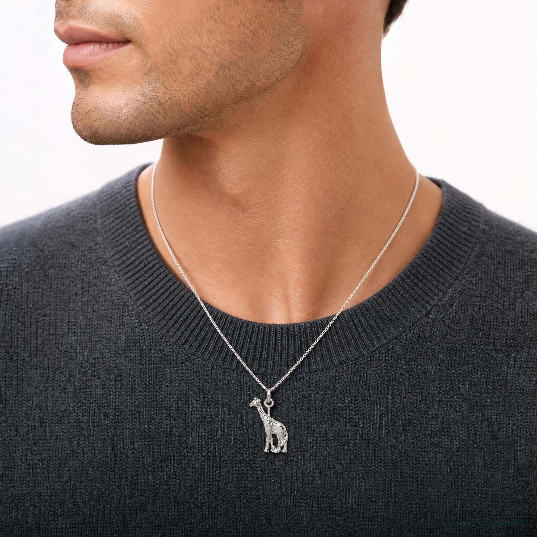 Sterling Silver Giraffe Charm - Model Shot