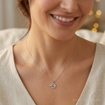 Sterling Silver Rhodium-plated Enamel Glitter Fabric MOM Pendant - Model Shot