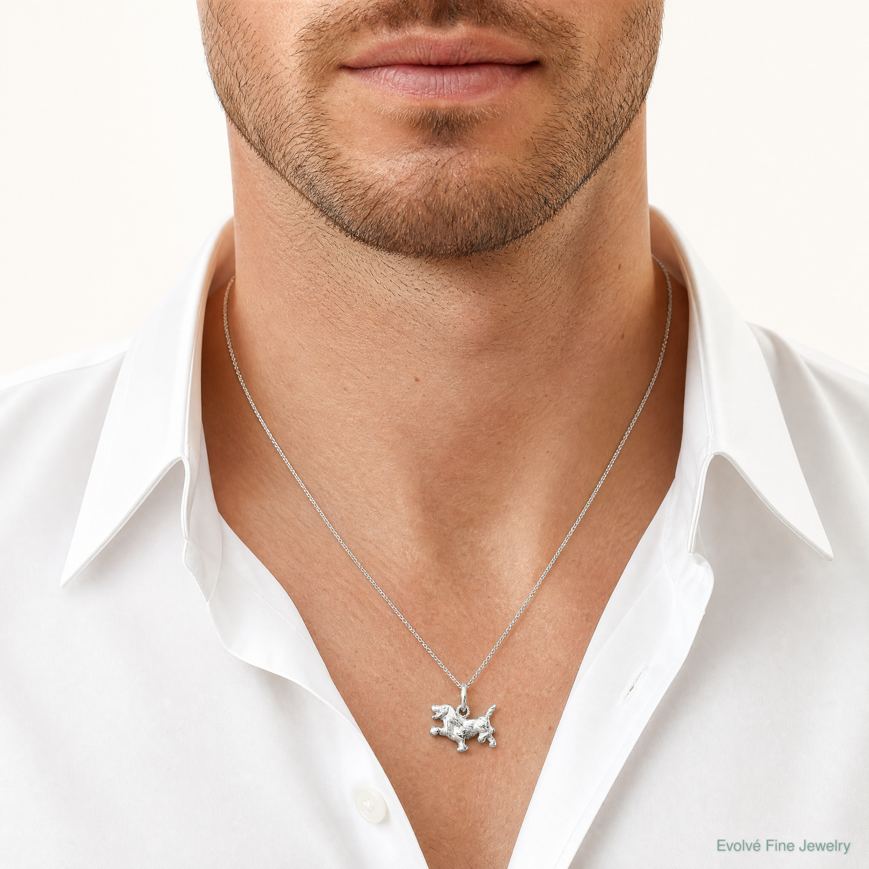Sterling Silver Dog Charm - Model Shot
