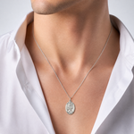 Sterling Silver Antiqued St. Joseph Medal - Model Shot