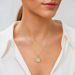 Sterling Silver Platinum-plated & Gold-tone St Peregrine Medal - Model Shot
