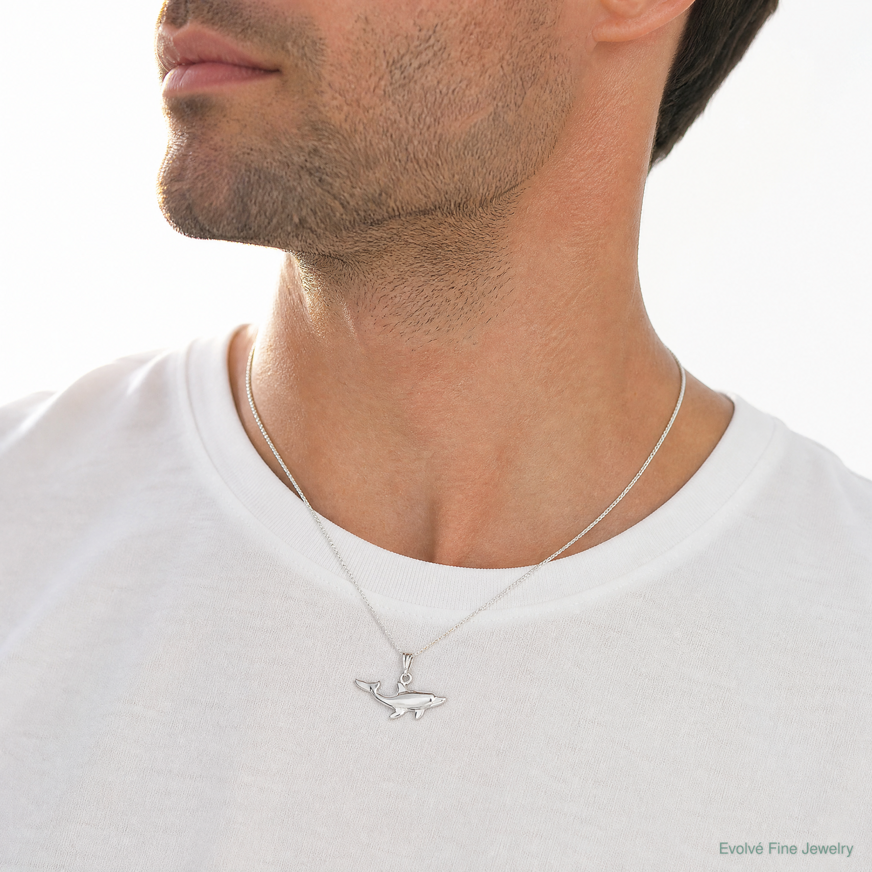 Sterling Silver Dolphin Charm - Model Shot