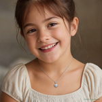 Sterling Silver Rhod-plated Polished & Satin CZ Heart Children's Pendant - Model Shot