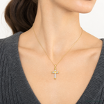 Sterling Silver & Gold-tone Twisted Cross Pendant - Model Shot