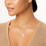 Sterling Silver Rhodium-plated Polished Engraveable Dog Bone Pendant - Model Shot