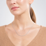 Sterling Silver Rhodium-plated 1.1mm Diamond-cut Rope Chain w/2in ext. - Model Shot