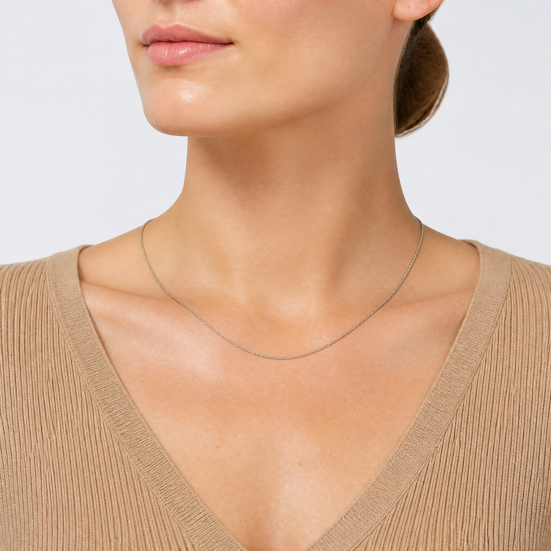 Sterling Silver 1.7mm Diamond-cut Rope Chain - Model Shot