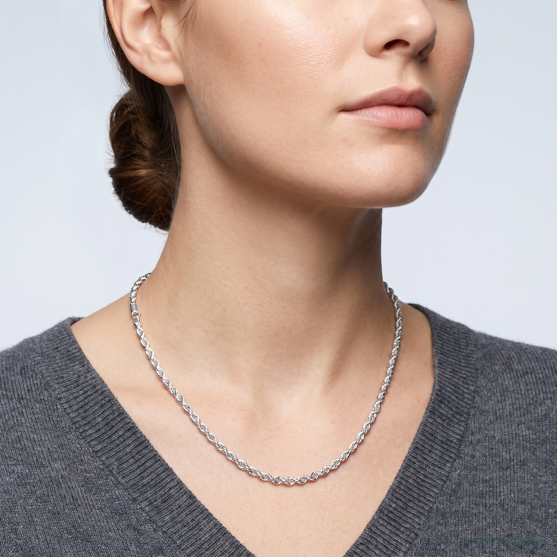 Sterling Silver 2.75mm Diamond-cut Rope Chain - Model Shot