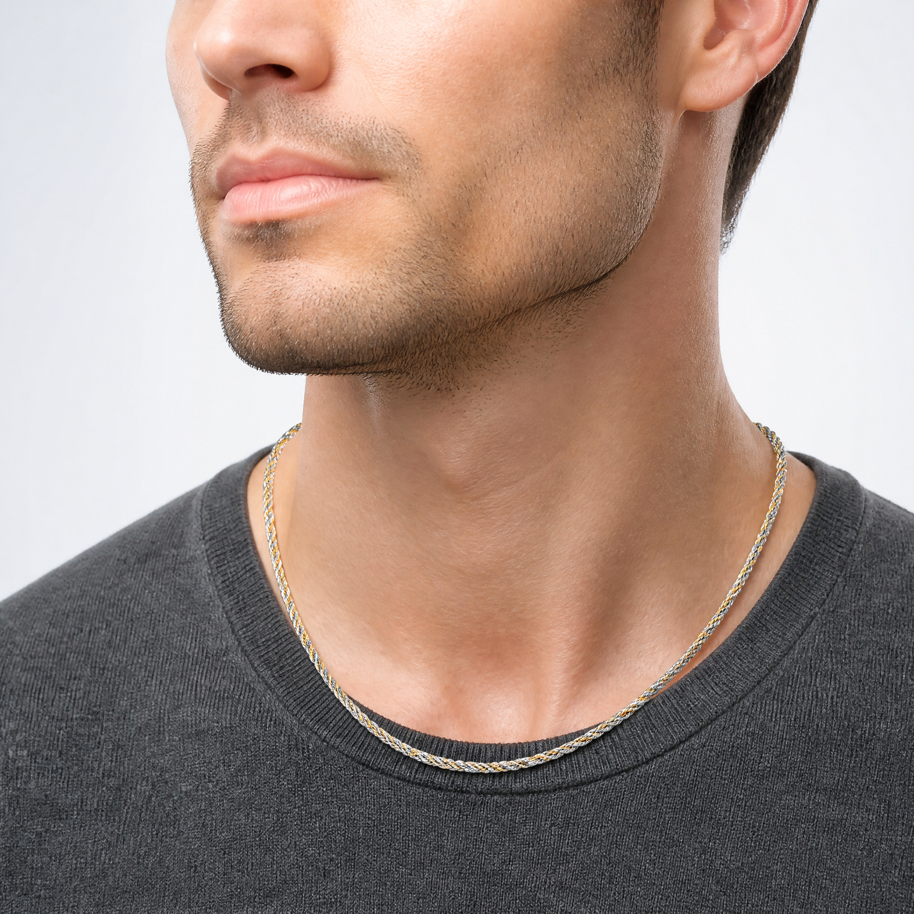 Sterling Silver And Vermeil 2.5mm Diamond-cut Rope Chain - Model Shot