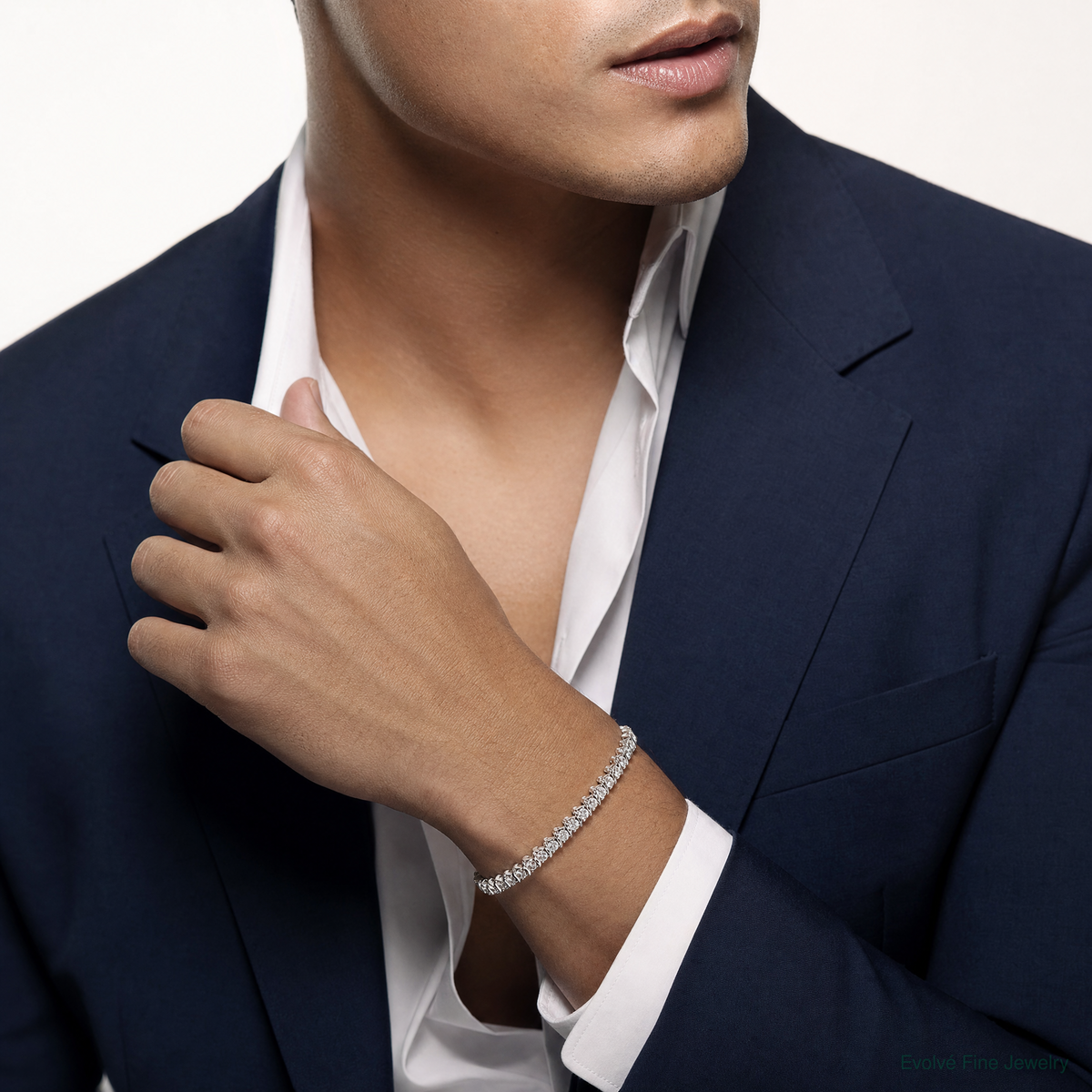 Sterling Silver Rhodium-plated Diam. Fancy Bracelet - Model Shot