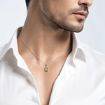 Sterling Silver Rhodium Plated Peridot and Diamond Pendant - Model Shot