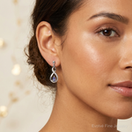 Sterling Silver Rhodium-plated Tanzanite & Diamond Earrings - Model Shot