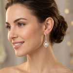 Sterling Silver Rhodium Plated Diamond and FW Cultured Pearl Ear - Model Shot